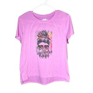 Avia "Zero Fucks Given" Short Sleeve Pink T-Shirt, S
